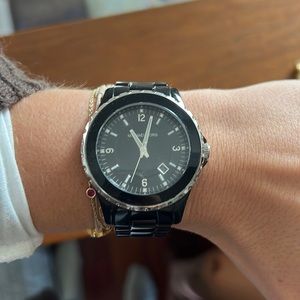 Black/Silver Michael Kors watch